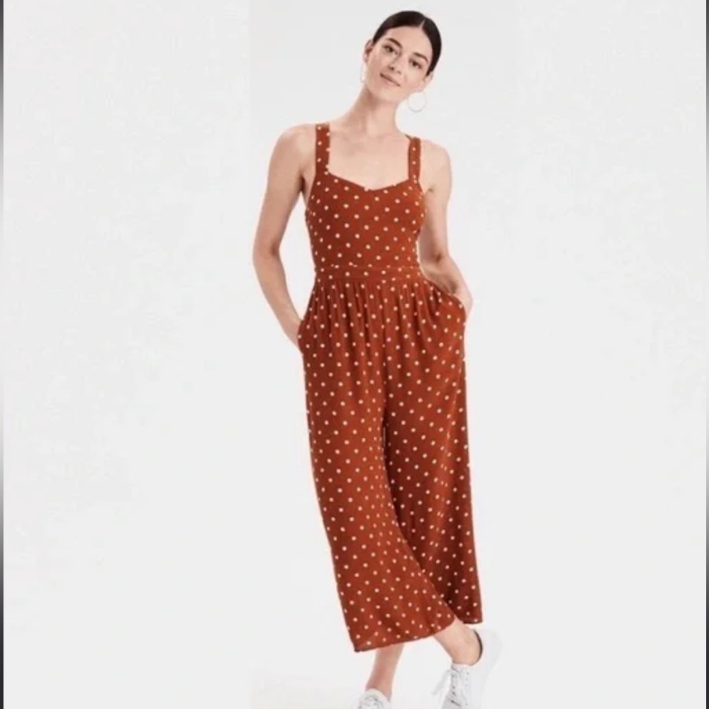 American Eagle Polka Dot Sleeveless Tie Back Jumpsuit Women’s XS